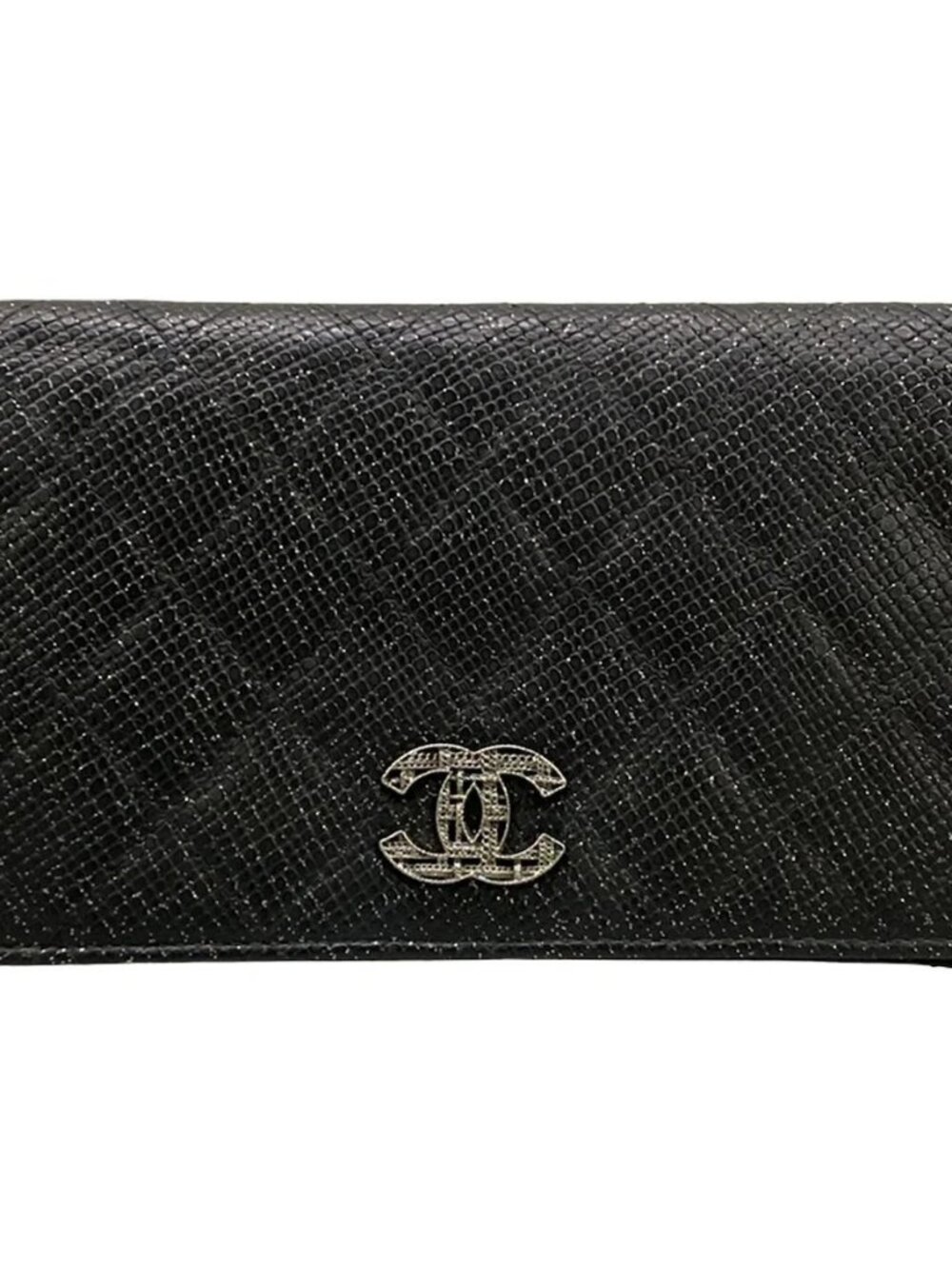CHANEL Matelasse Black Calfskin Long Wallet